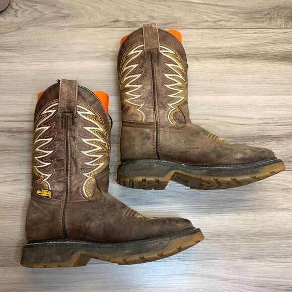 Old Corral Men US 7 Mexico 25 1/2 Brown Week Square Leather Boots Western Cowboy - Picture 2 of 15